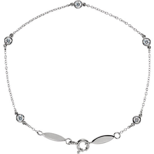 Stuller 14k White Gold Spring Ring Diamond Bracelet