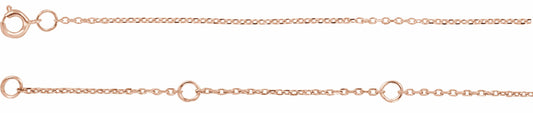 14K Rose 1 mm Adjustable Diamond-Cut Cable Chain 6 1/2-7 1/2 Bracelet