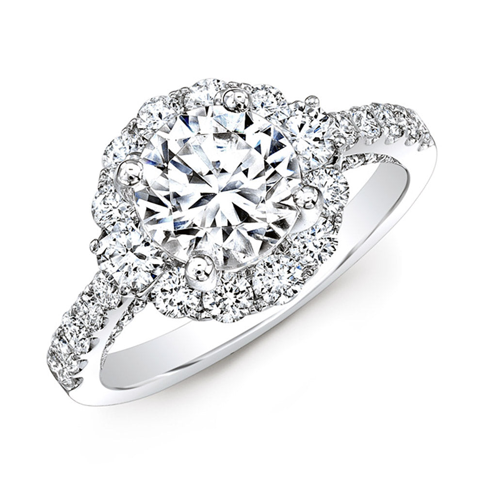 18k White Gold Large Diamond Halo Engagement Ring