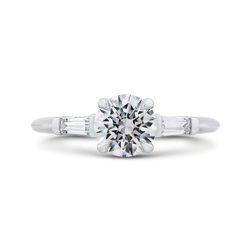 Shah Luxury 14K White Gold Round Diamond Classic Engagement Ring (Semi-Mount)