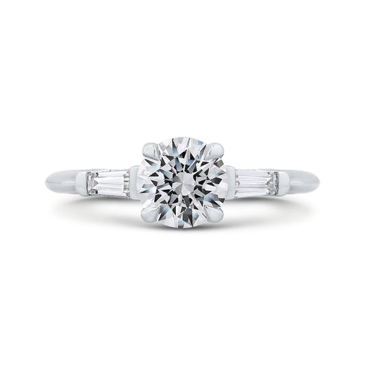 Shah Luxury 14K White Gold Round Diamond Classic Engagement Ring (Semi-Mount)