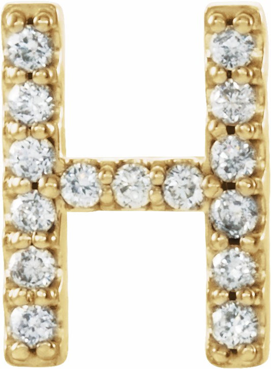 14K Yellow .06 CTW Diamond Single Initial H Earring