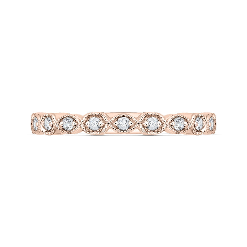 Shah Luxury 14K Rose Gold Round Diamond Wedding Band