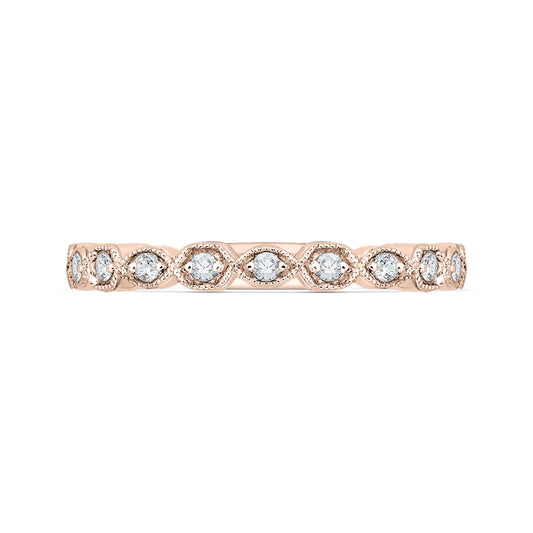 Shah Luxury 14K Rose Gold Round Diamond Wedding Band