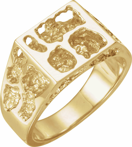 14K Yellow 11 mm Men's Solid Nugget Ring