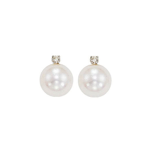 Gems One 14Kt White Gold Diamond (1/20Ctw) & Pearl (1 Ctw) Earring