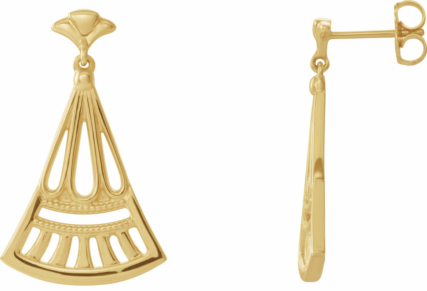14K Yellow Vintage-Inspired Dangle Earrings