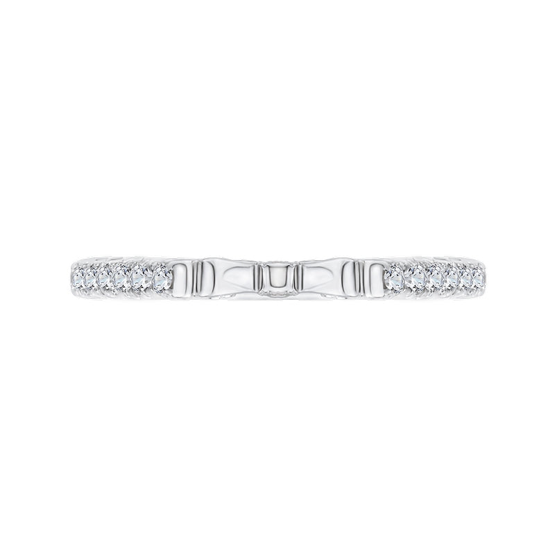 Shah Luxury 14K White Gold Round Diamond Wedding Band with Euro Shank