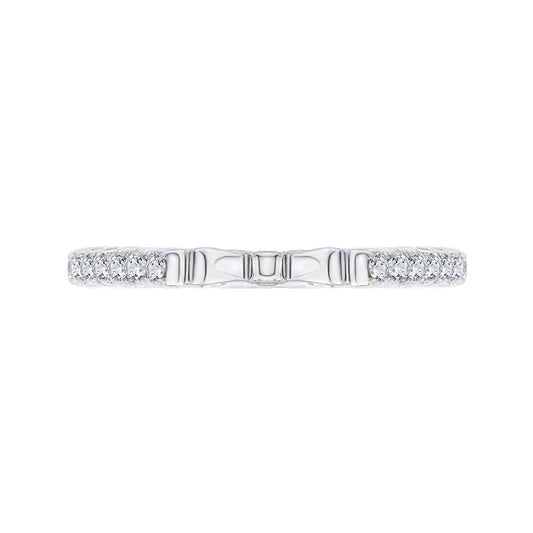 Shah Luxury 14K White Gold Round Diamond Wedding Band with Euro Shank