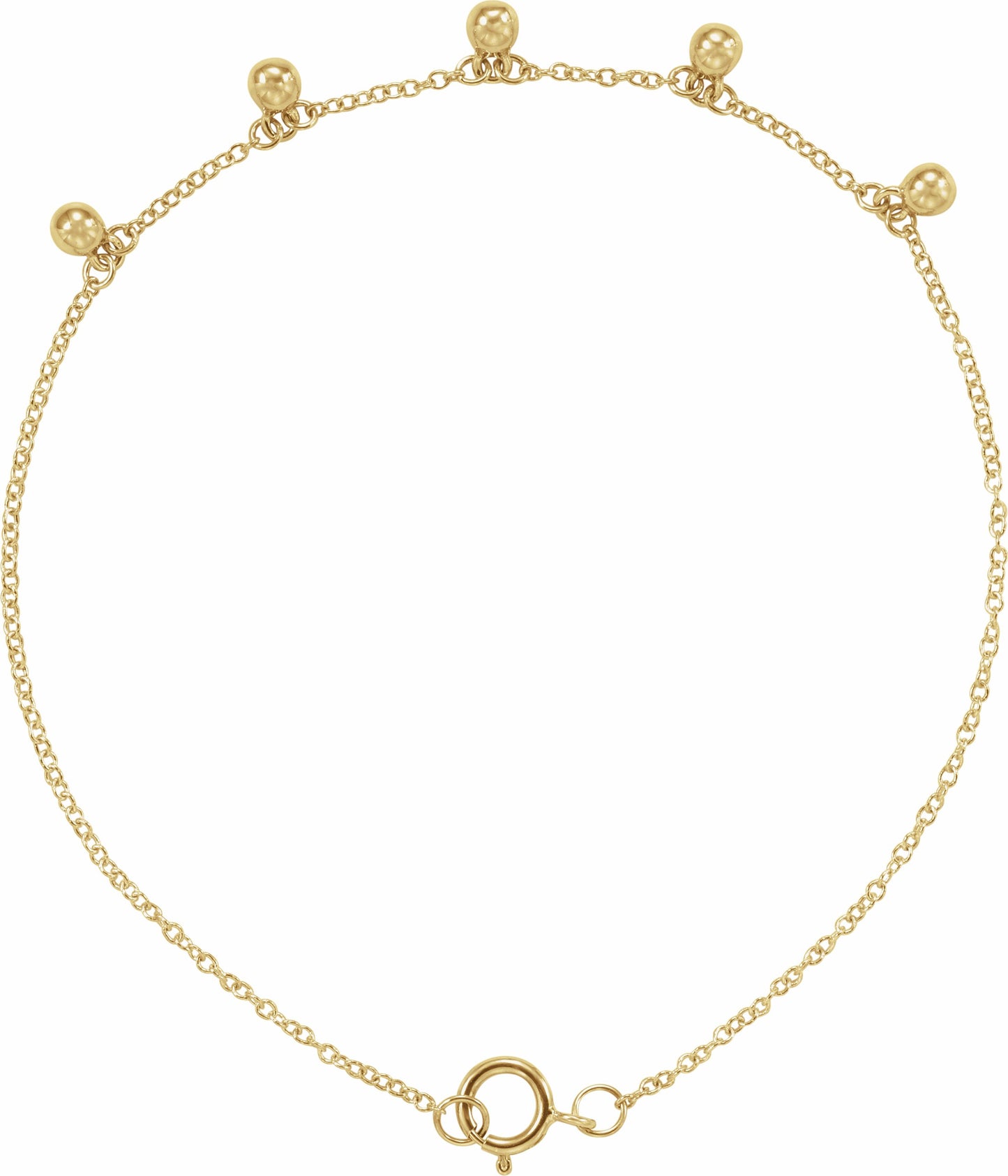14K Yellow Beaded 5-Station 7 Bracelet
