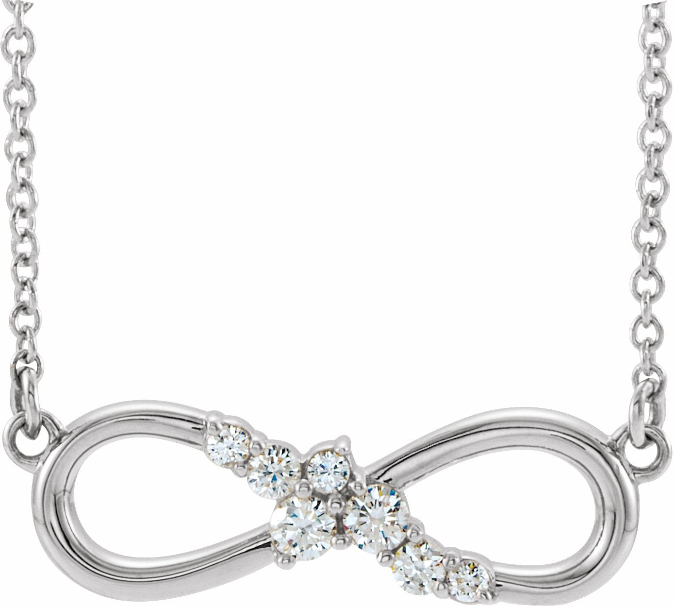 14K White 1/8 CTW Diamond Infinity-Inspired Bar 18 Necklace