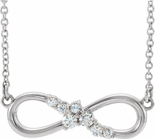 14K White 1/8 CTW Diamond Infinity-Inspired Bar 18 Necklace