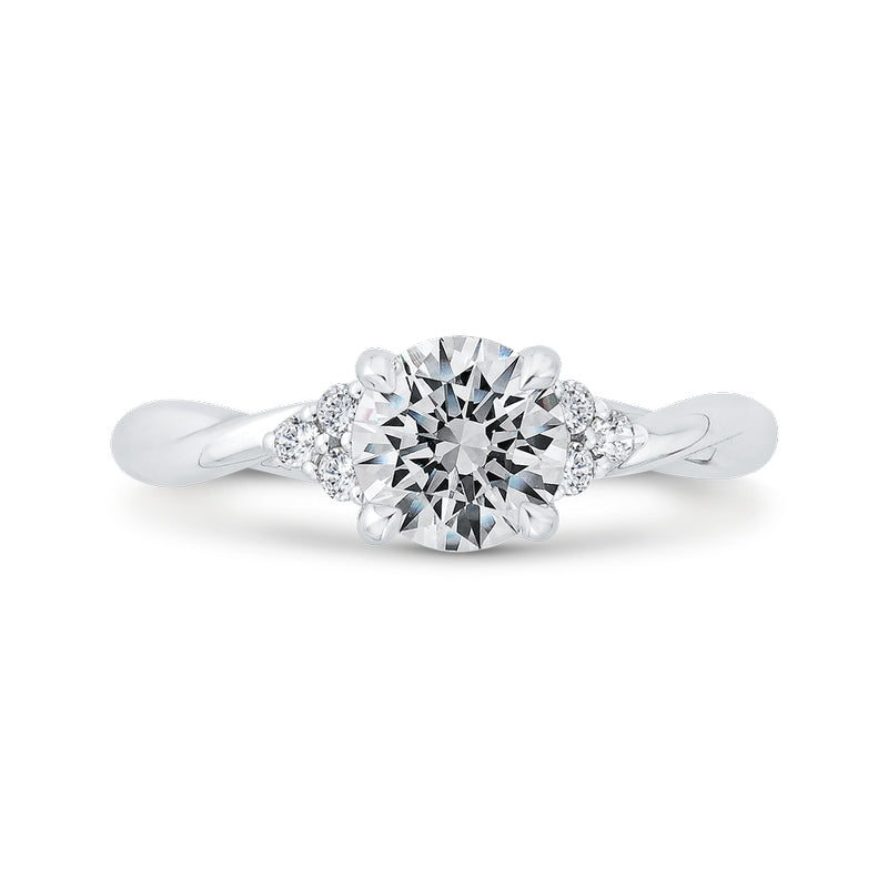 Shah Luxury 14K White Gold Round Cut Diamond Engagement Ring (Semi-Mount)