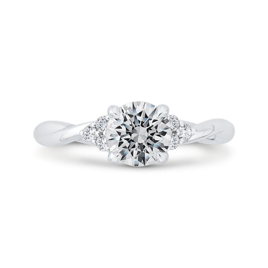 Shah Luxury 14K White Gold Round Cut Diamond Engagement Ring (Semi-Mount)