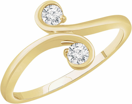 14K Yellow 1/5 CTW Diamond Two-Stone Ring