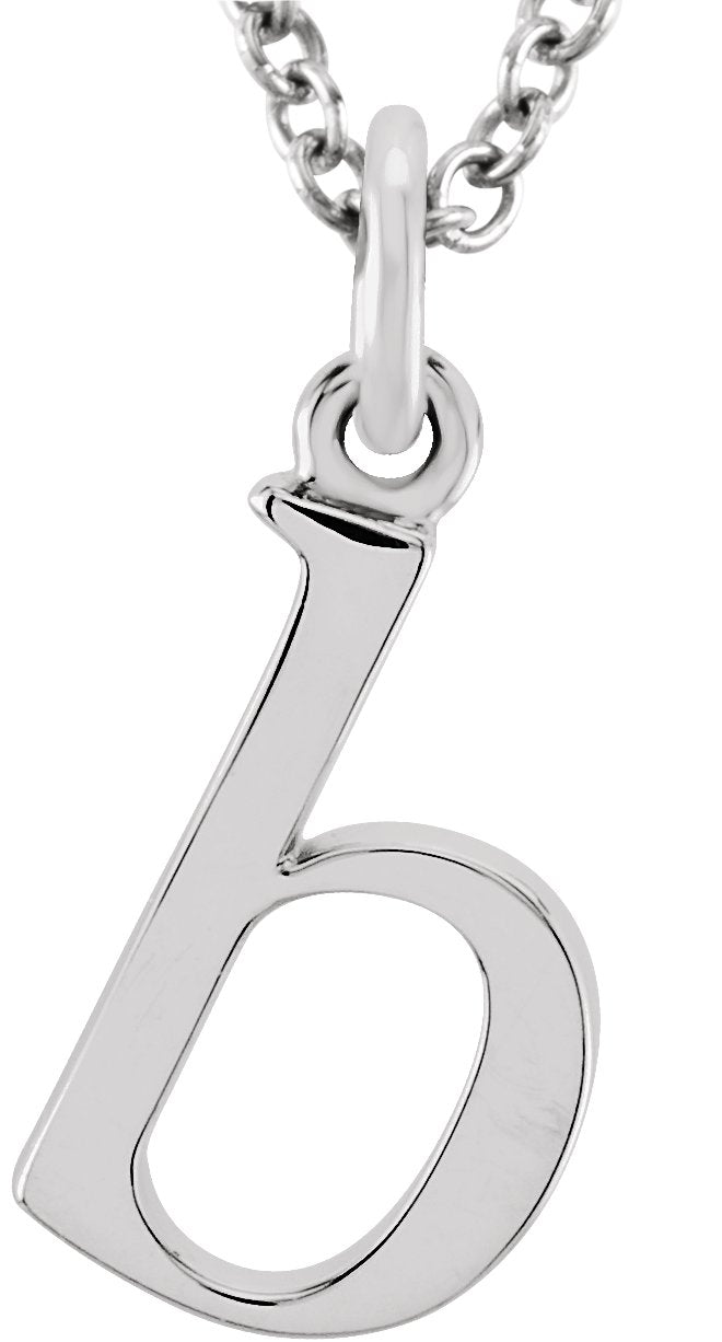 14K White Lowercase Initial b 16 Necklace