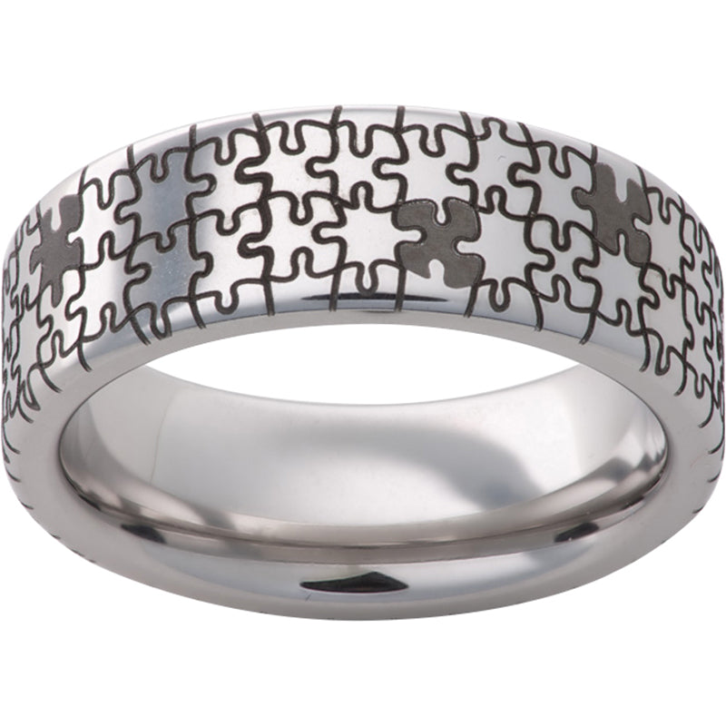 Serinium Pipe Cut Band with Puzzle Laser Engraving