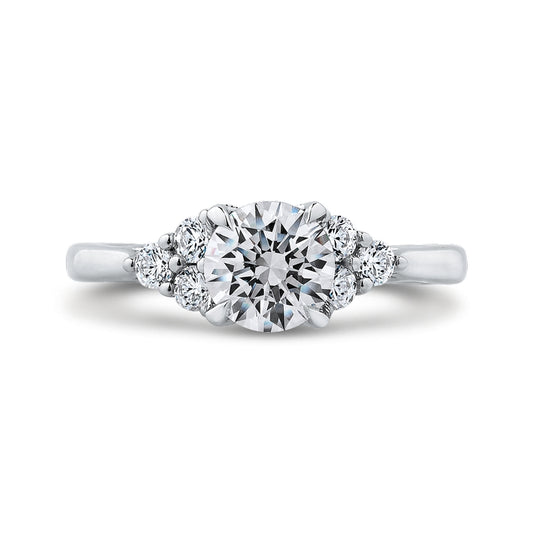 Shah Luxury 14K White Gold Round Diamond Classic Engagement Ring (Semi-Mount)