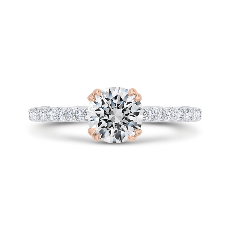 Shah Luxury 14K Two-Tone Gold Diamond Engagement Ring (Semi-Mount)