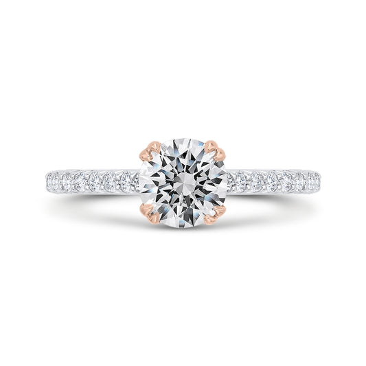 Shah Luxury 14K Two-Tone Gold Diamond Engagement Ring (Semi-Mount)