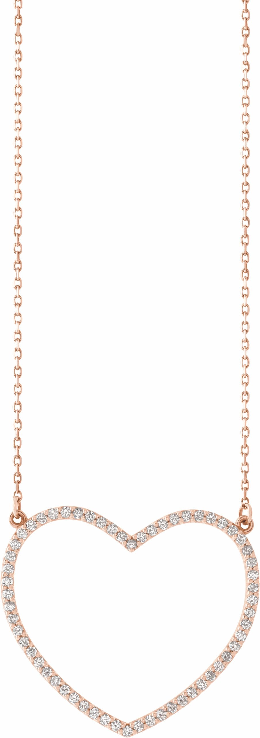 14K Rose 3/8 CTW Diamond Large Heart 16 Necklace