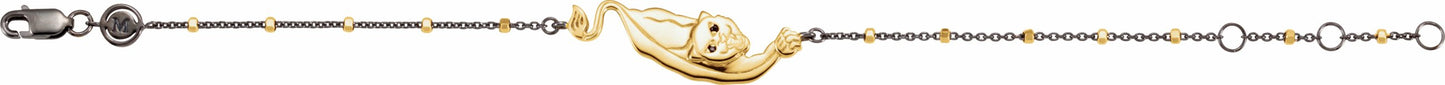 18K Yellow Vermeil & Black Rhodium-Plated Panther Symbol for Courage 7 1/2 Bracelet