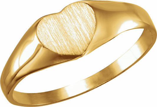 14K Yellow 6x6 mm Youth Heart Signet Ring