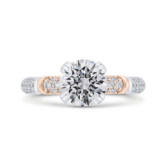 Shah Luxury 14K Two-Tone Gold Diamond Engagement Ring (Semi-Mount)