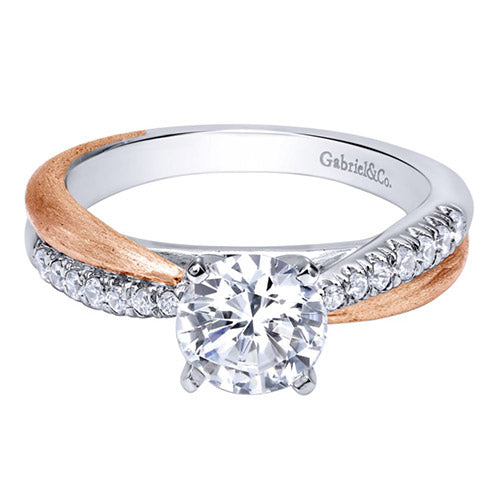 14K White and Pink Gold 0.18ct Diamond Engagement Ring
