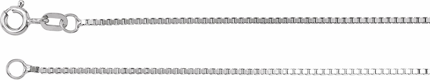 14K White 1 mm Solid Box 7 Chain