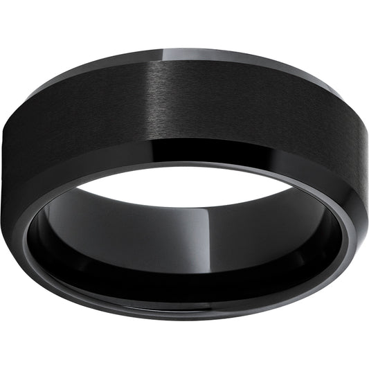 Black Diamond Ceramic Beveled Edge Band with Satin Finish