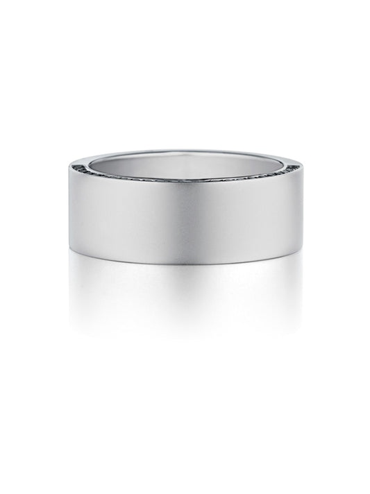Henri Daussi 8mm Men's Wedding Band MB10 18k Gold White 0.40 Ctw.