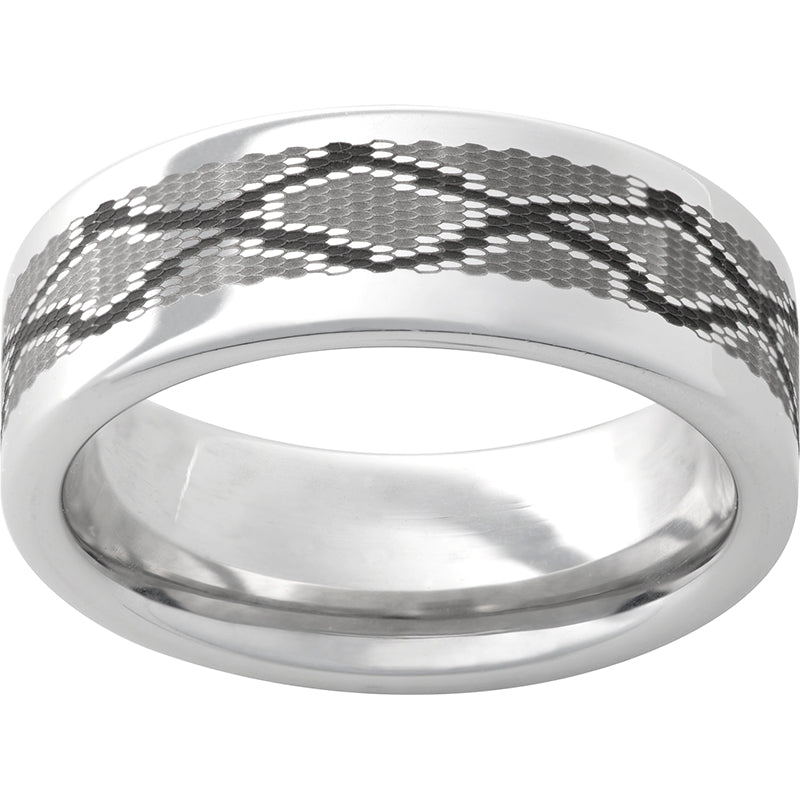 Serinium Pipe Cut Band with Snake Laser Engraving