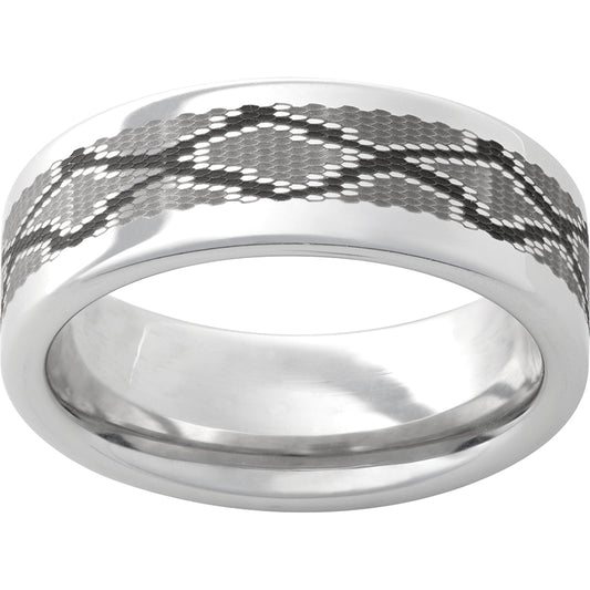 Serinium Pipe Cut Band with Snake Laser Engraving