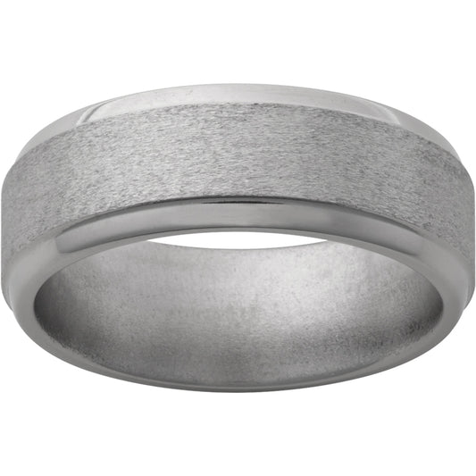 Titanium Flat Band with Step Beveled Edges and Stone Finish