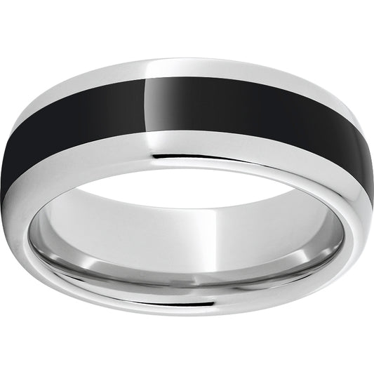 Serinium Domed Band with Black CeramicInlay