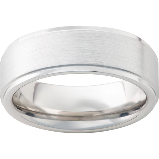 Serinium Flat Band with Grooved Edges and Satin Finish
