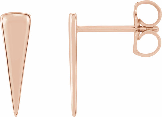 14K Rose 12x3.27 mm Triangle Earrings