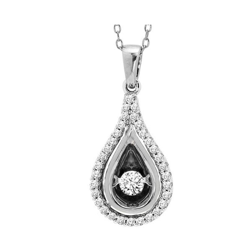Gems One 14KT White Gold & Diamond Rhythm Of Love Neckwear Pendant   - 1/4 ctw