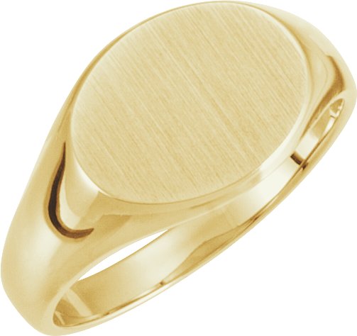 14K Yellow 12x9 mm Oval Signet Ring