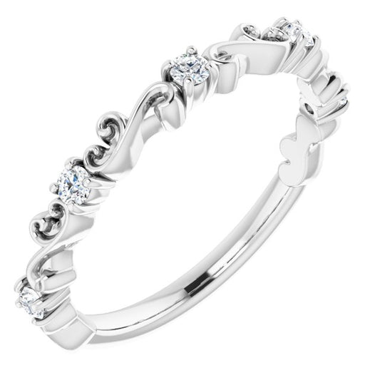 14K White 1/6 CTW Diamond Sculptural-Inspired Anniversary Band