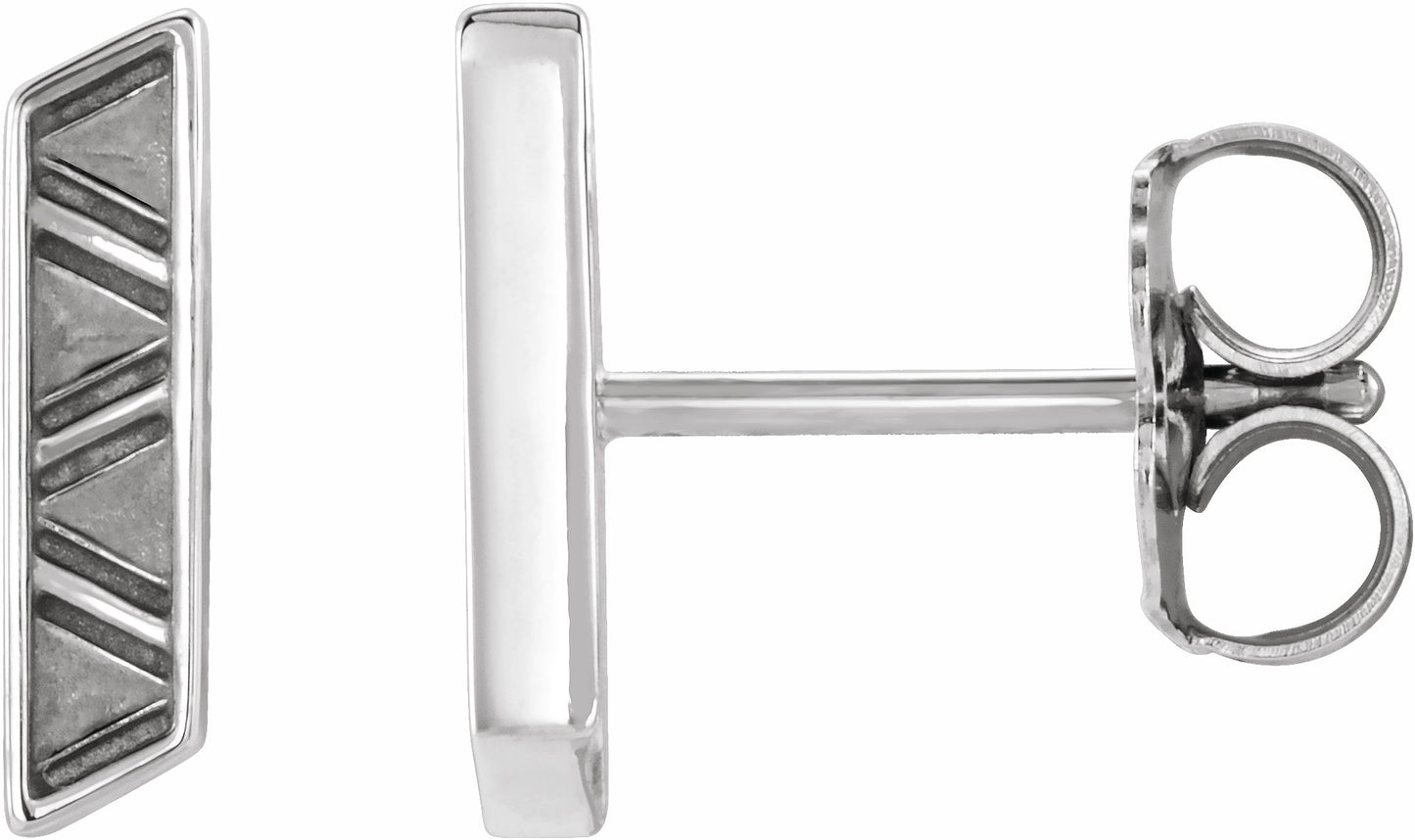 14K White Geometric Earrings