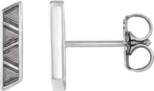14K White Geometric Earrings