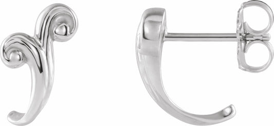 Platinum Freeform J-Hoop Earrings