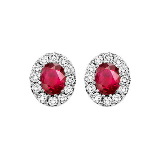 Gems One 14Kt White Gold Diamond (1/5Ctw) & Ruby (1 1/3 Ctw) Earring