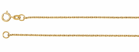 14K Yellow 1 mm Twisted Wheat 7 Chain