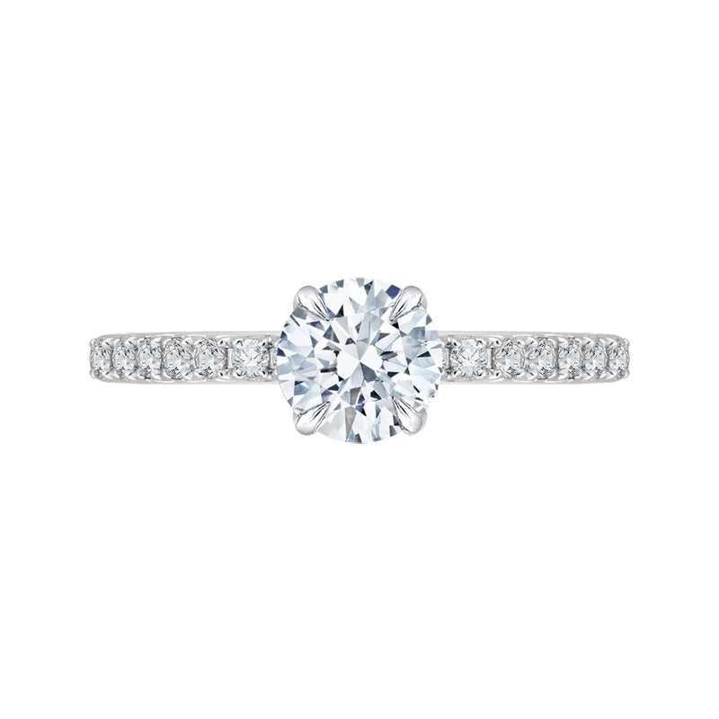 Shah Luxury Round Diamond Engagement Ring In 14K Two-Tone Gold (Semi-Mount)