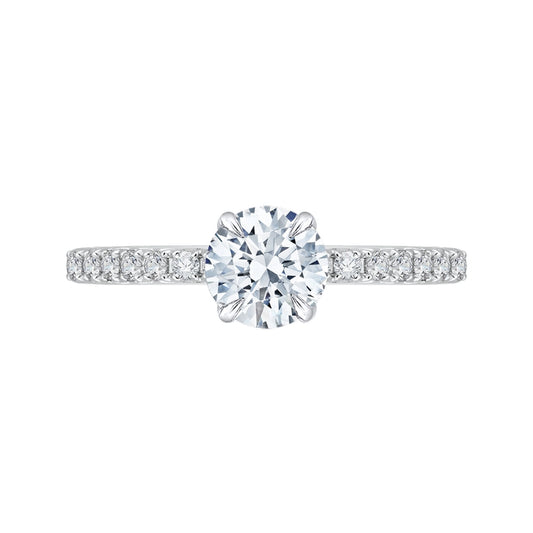 Shah Luxury Round Diamond Engagement Ring In 14K Two-Tone Gold (Semi-Mount)