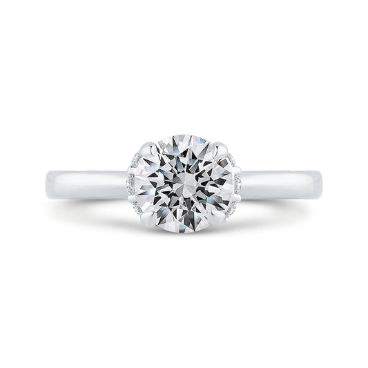 Shah Luxury 14K White Gold Round Cut Diamond Engagement Ring (Semi-Mount)