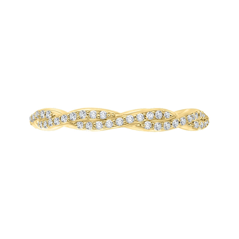 Shah Luxury 14K Yellow Gold Round Eternity Diamond Wedding Band with Criss-Cross Crossover Shank